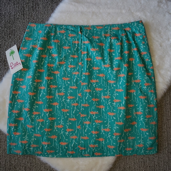 Lilly Pulitzer Vintage White Label Boca Blue Fishy Skirt NWT 14P - Picture 4 of 16